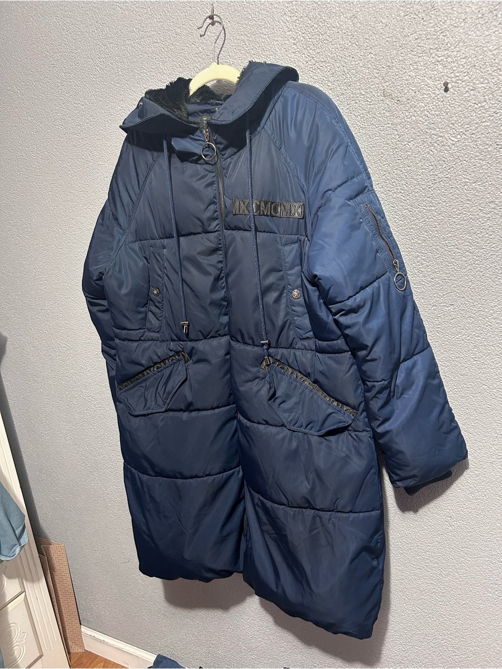 Steve Madden navy blue puffer coat size large - Picture 2 of 11